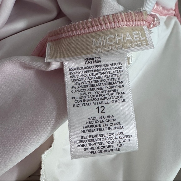 Michael Michael Kors Pink Ruffle One Piece Bathing Suit Swim 12 - Picture 6 of 7